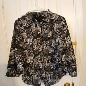 Zannza Couture - Black and White Patterned Button-Up Shirt